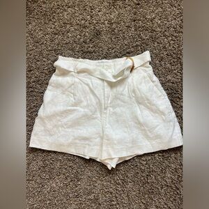 & Other Stories Linen Shorts Belted Waist Casual White  Womens 6